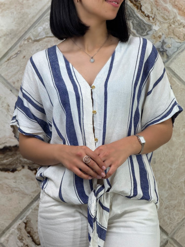 شومیز زنانه آستین کوتاه لینن